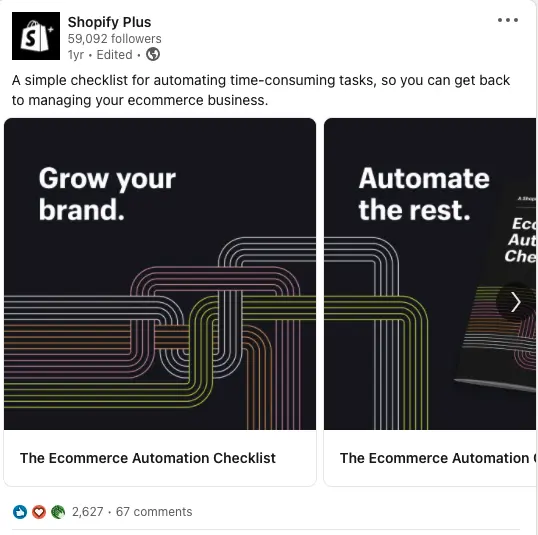 LinkedIn Ads Example - Shopify