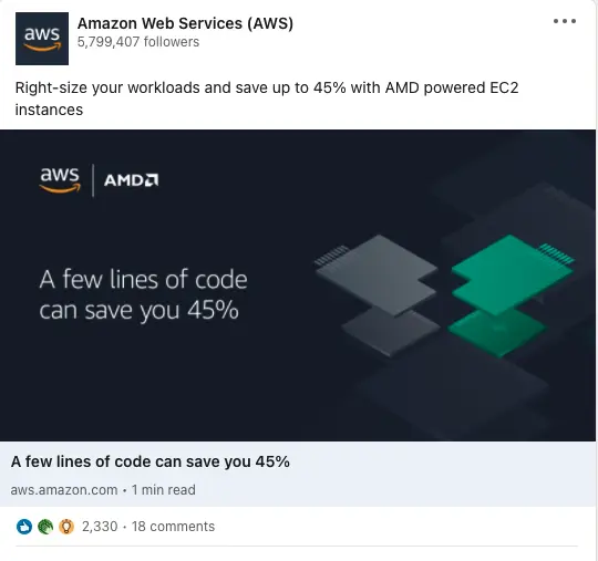 Linkedin ads example Amazon Web Services