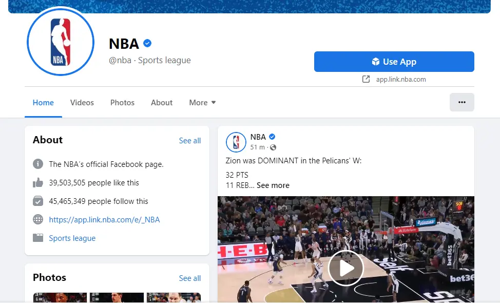 NBA Facebook Shop 