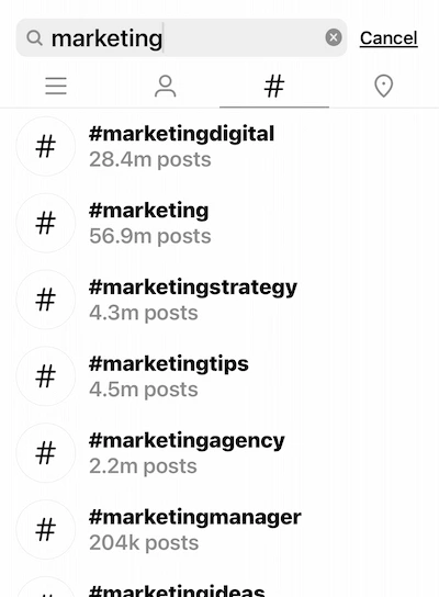 Search for Instagram Hashtags