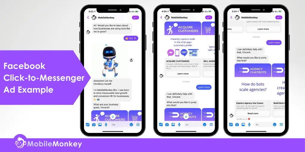 Facebook Messenger marketing chatbot platform