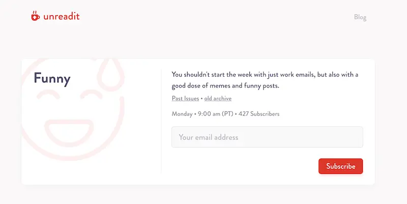 Reddit Email Call to Action Example